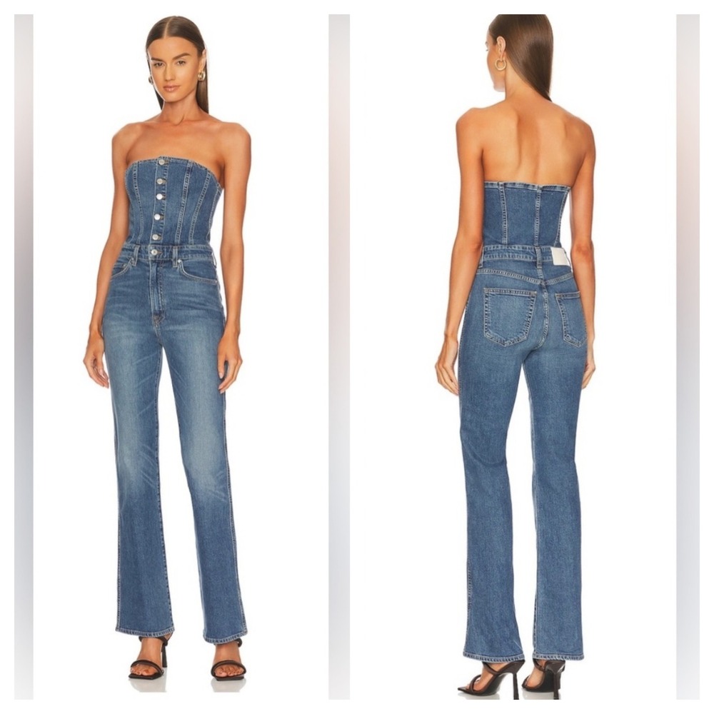 GRLFRND Heidi Strapless One Piece Denim jumpsuit Size 24